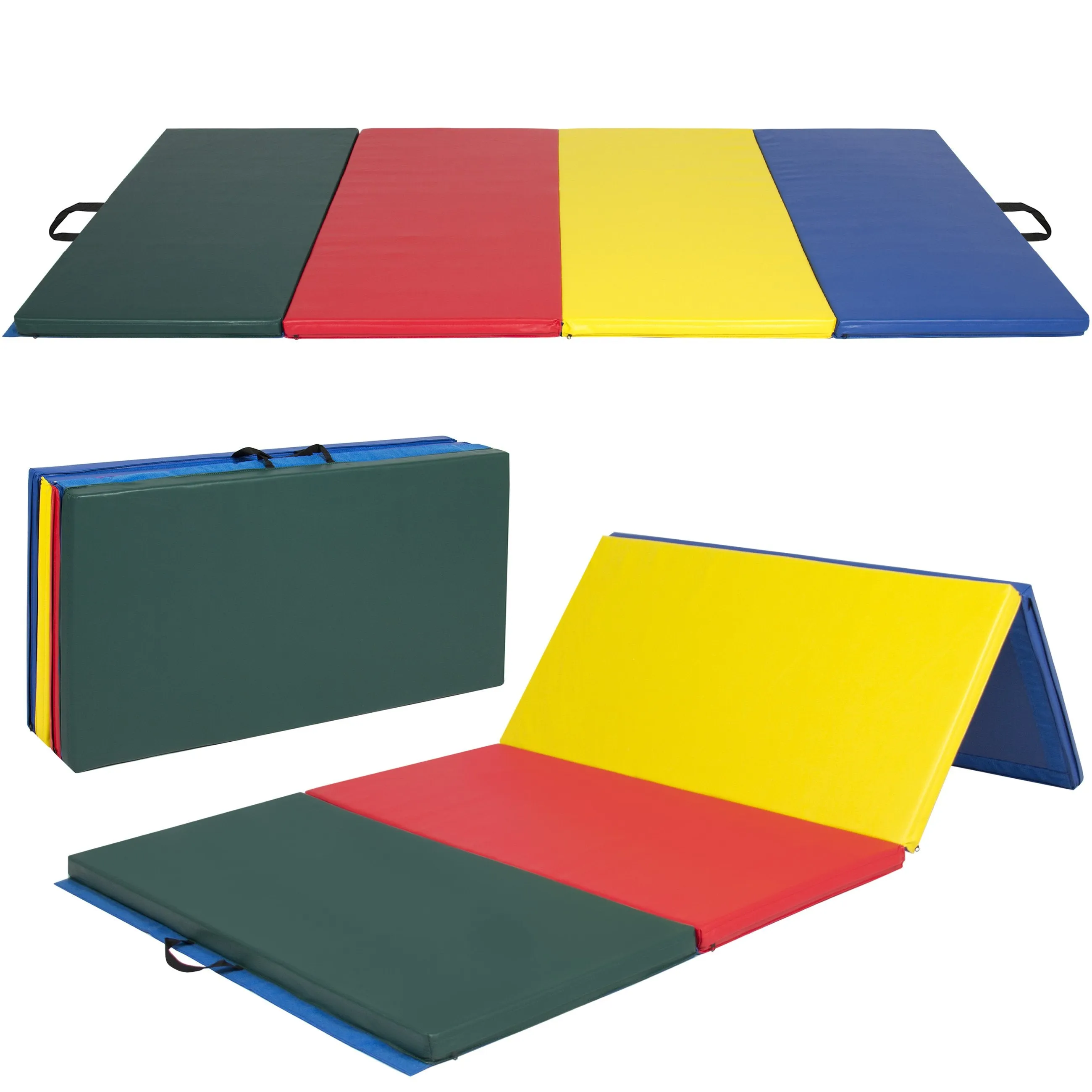 10ft 4-Panel Folding Foam Gym Exercise Floor Mat w/ Carrying Handles