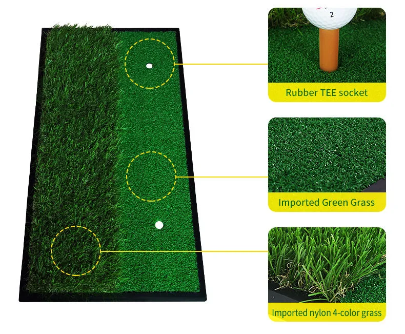 30cm*60cm Dual-grass Golf Hitting Mat With Rubber Tee