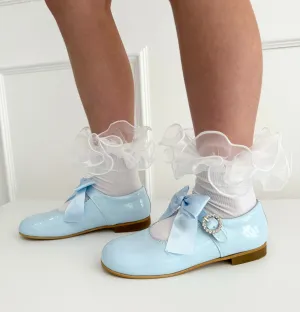 6270-1 Baby Blue Shoe with Diamante Buckle