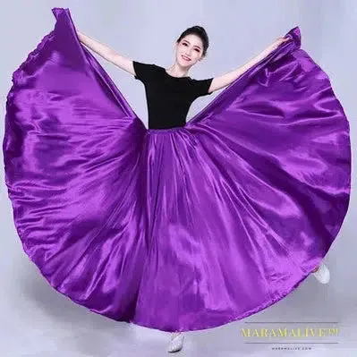 720 Degree Satin Skirt Belly Dance Costume Women Gypsy Long Skirts Dancer Practice Wear 12 Colors 105cm 110cm Dance Skirt 115cm