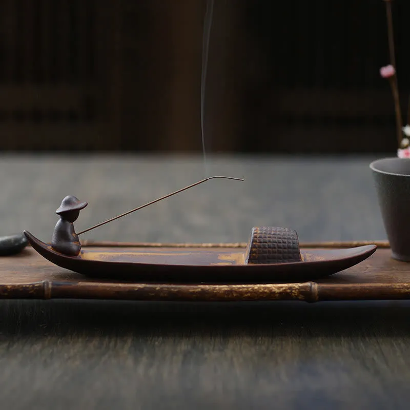 A Lonely Fisherman Ceramic Healing Incense Burner