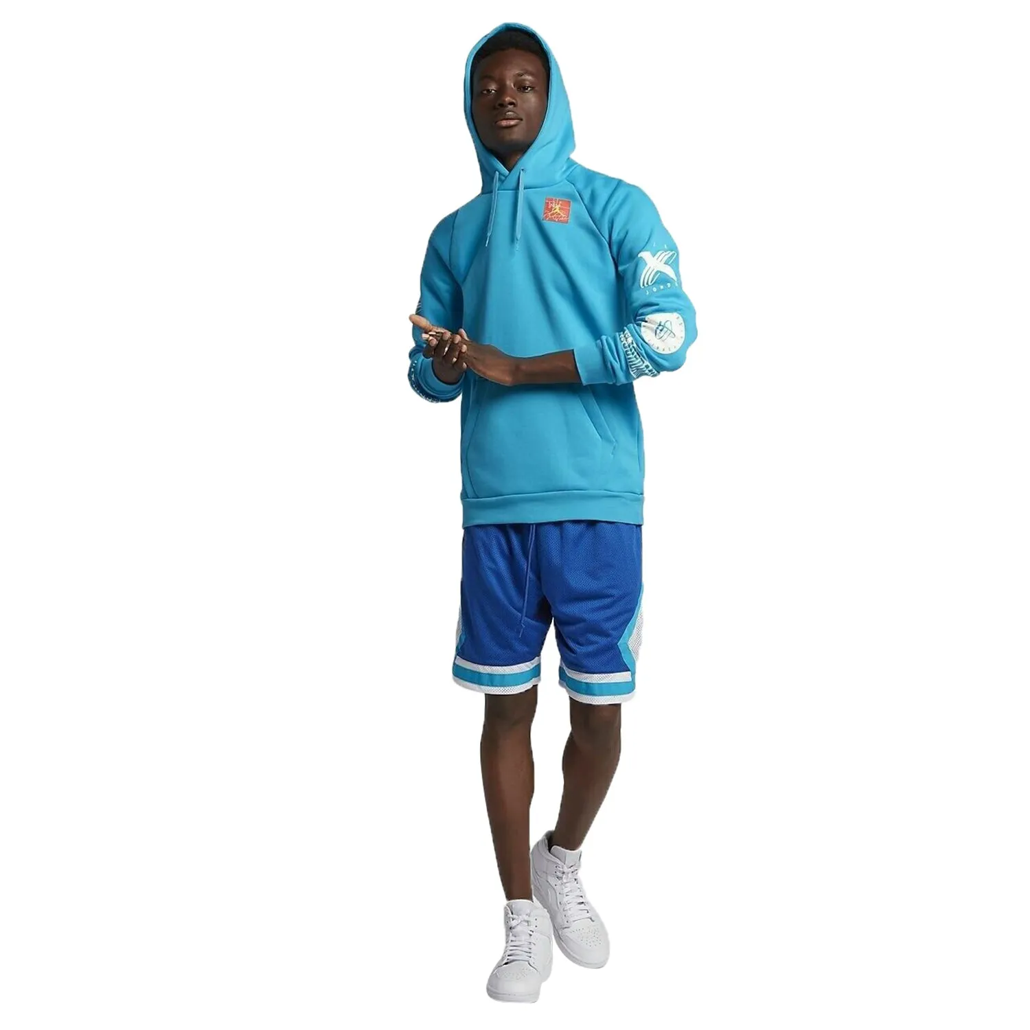 Air Jordan Men's Legacy Tinker Men's Pullover Hoodie Blue Lagoon-White