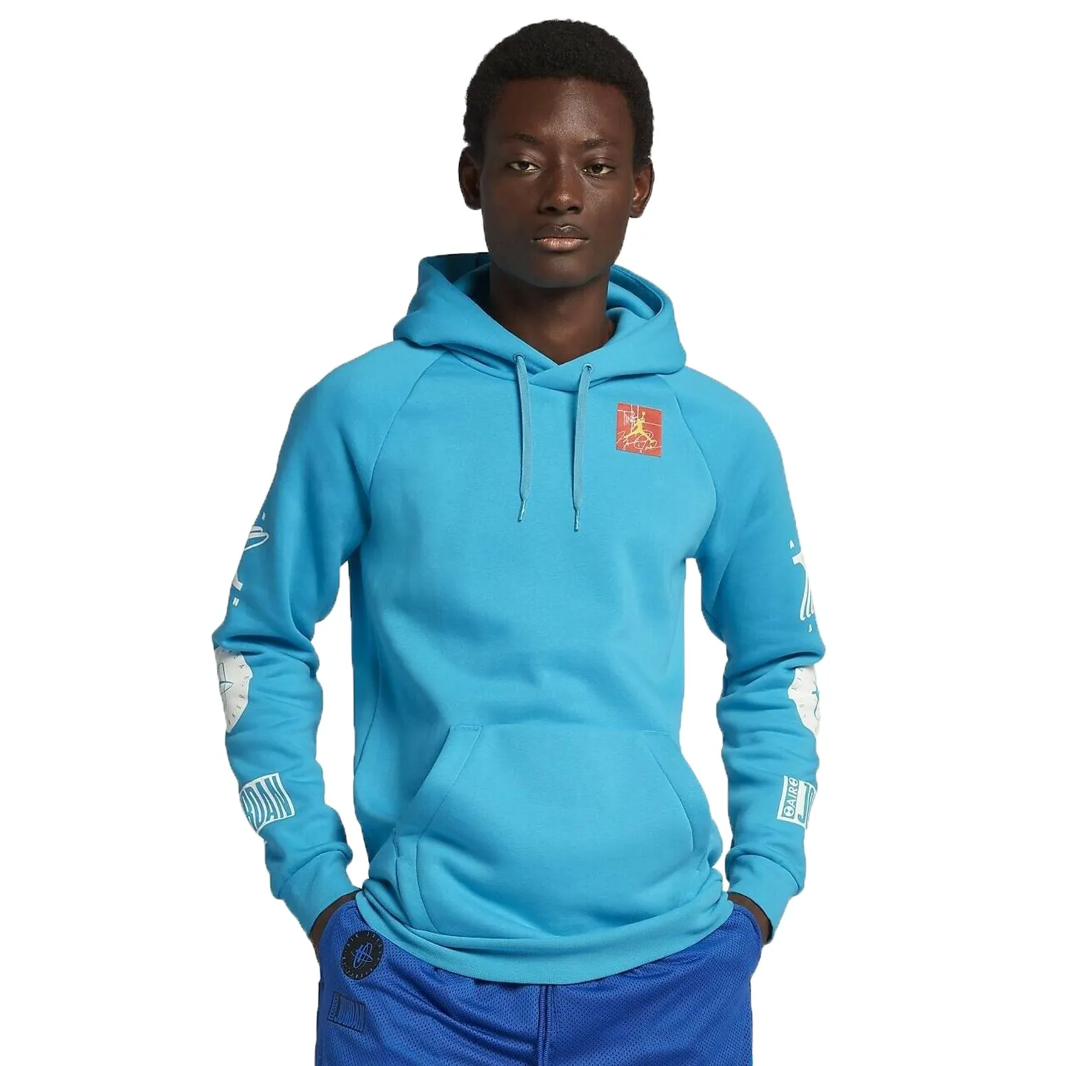 Air Jordan Men's Legacy Tinker Men's Pullover Hoodie Blue Lagoon-White