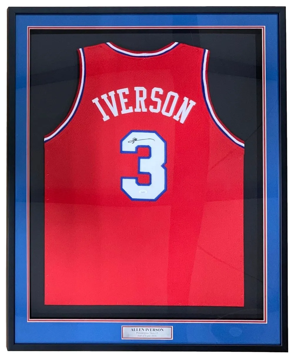 Allen Iverson Philadelphia Signed Framed Red Basketball Jersey JSA ITP