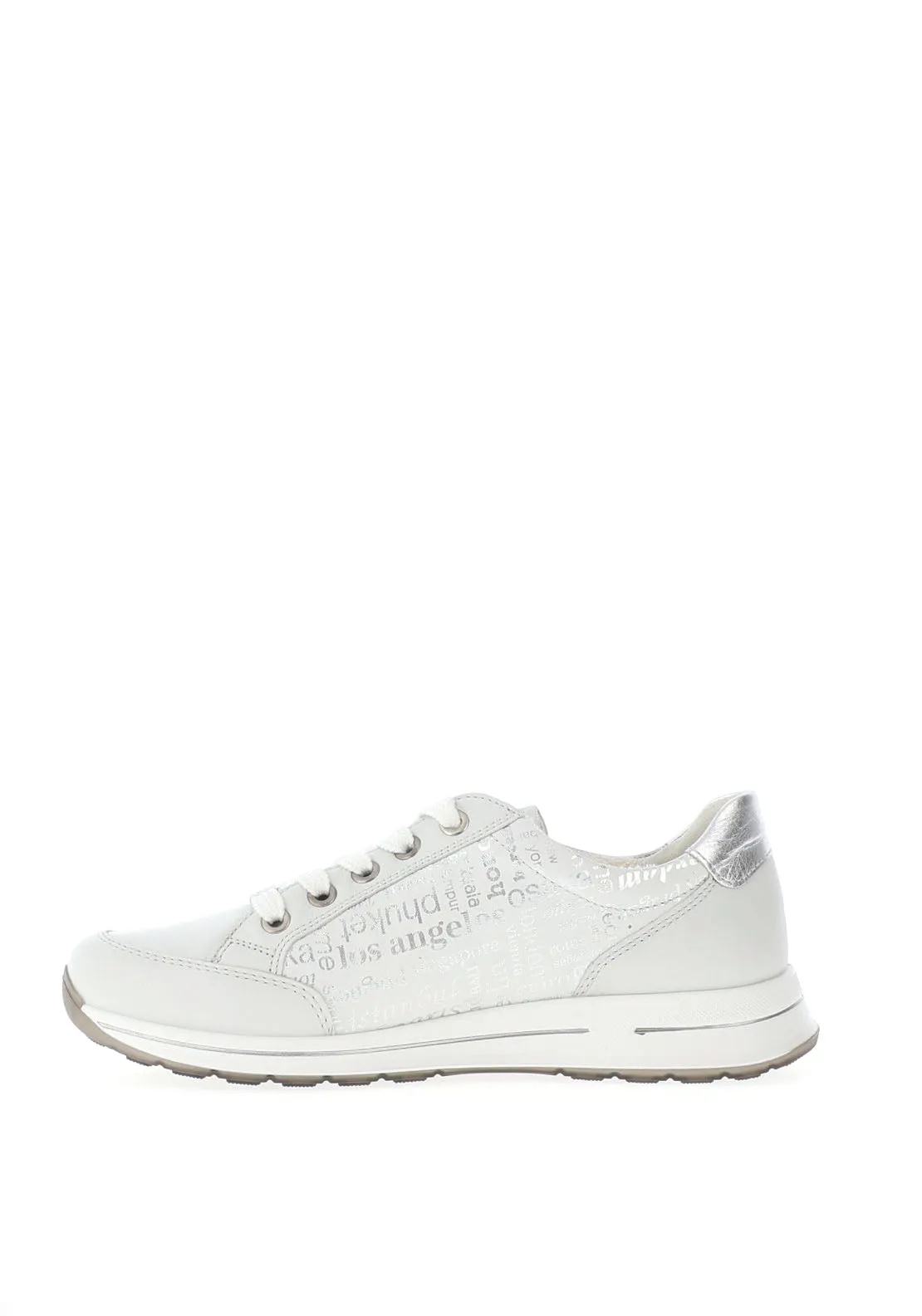 Ara Leather Printed Side Zip Trainers, White