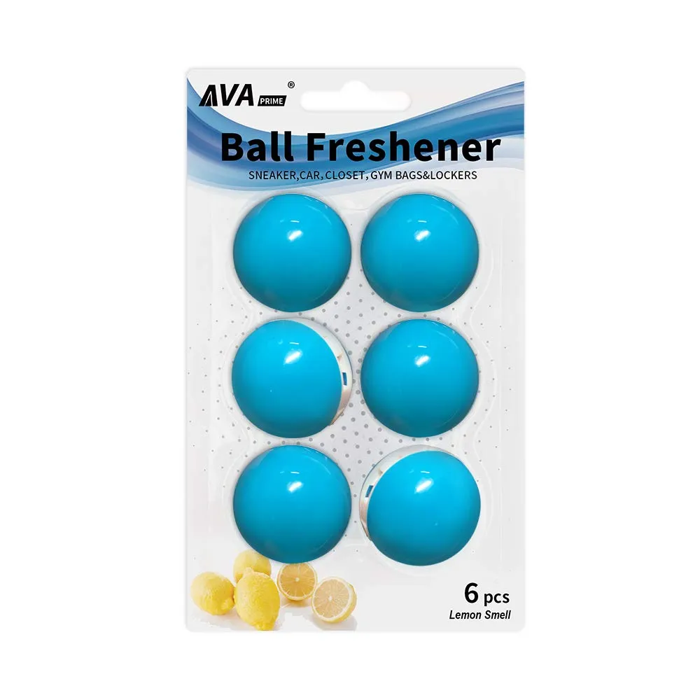 AVA Prime Air Freshener Shoe Deodorizer Balls 3 Pairs Neutralizing Odor and Refreshing, Gym Bag and Locker/Lemon Smell-Blue Blue