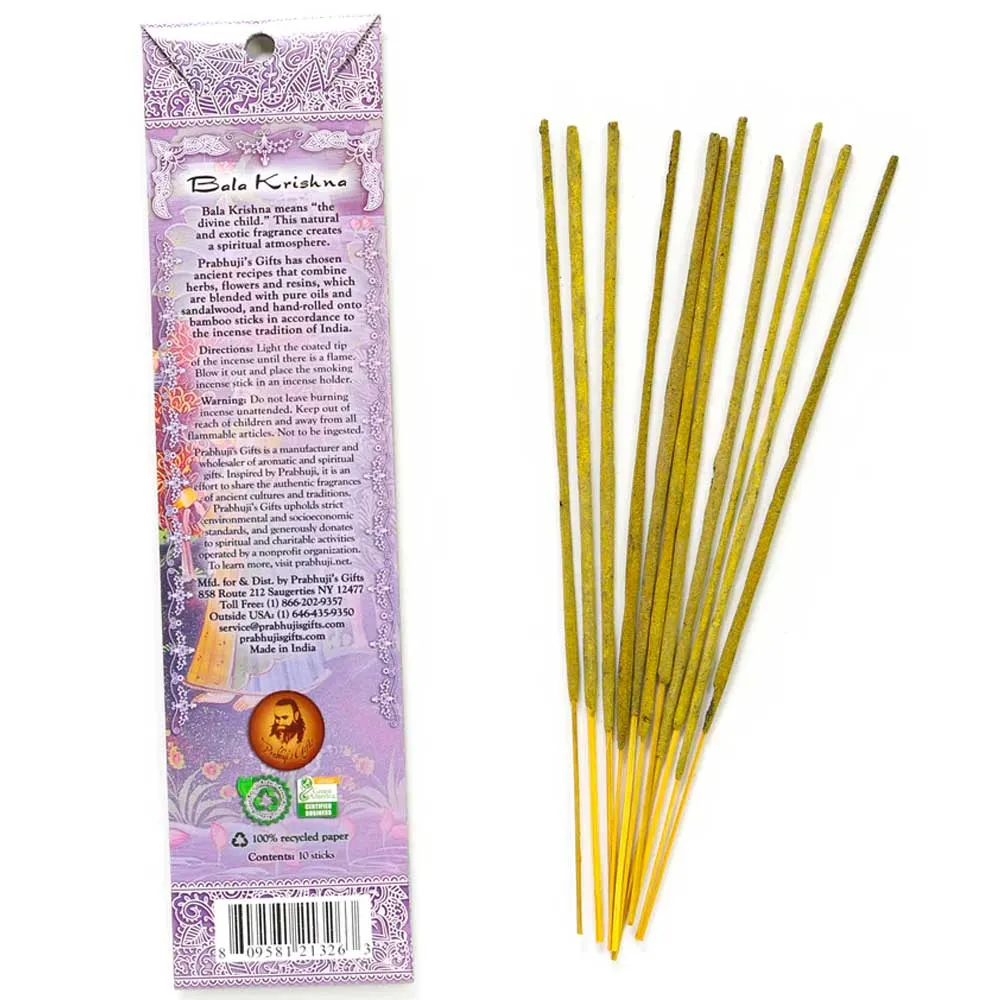 Bala Krishna Incense Sticks - Saffron and Frankincense