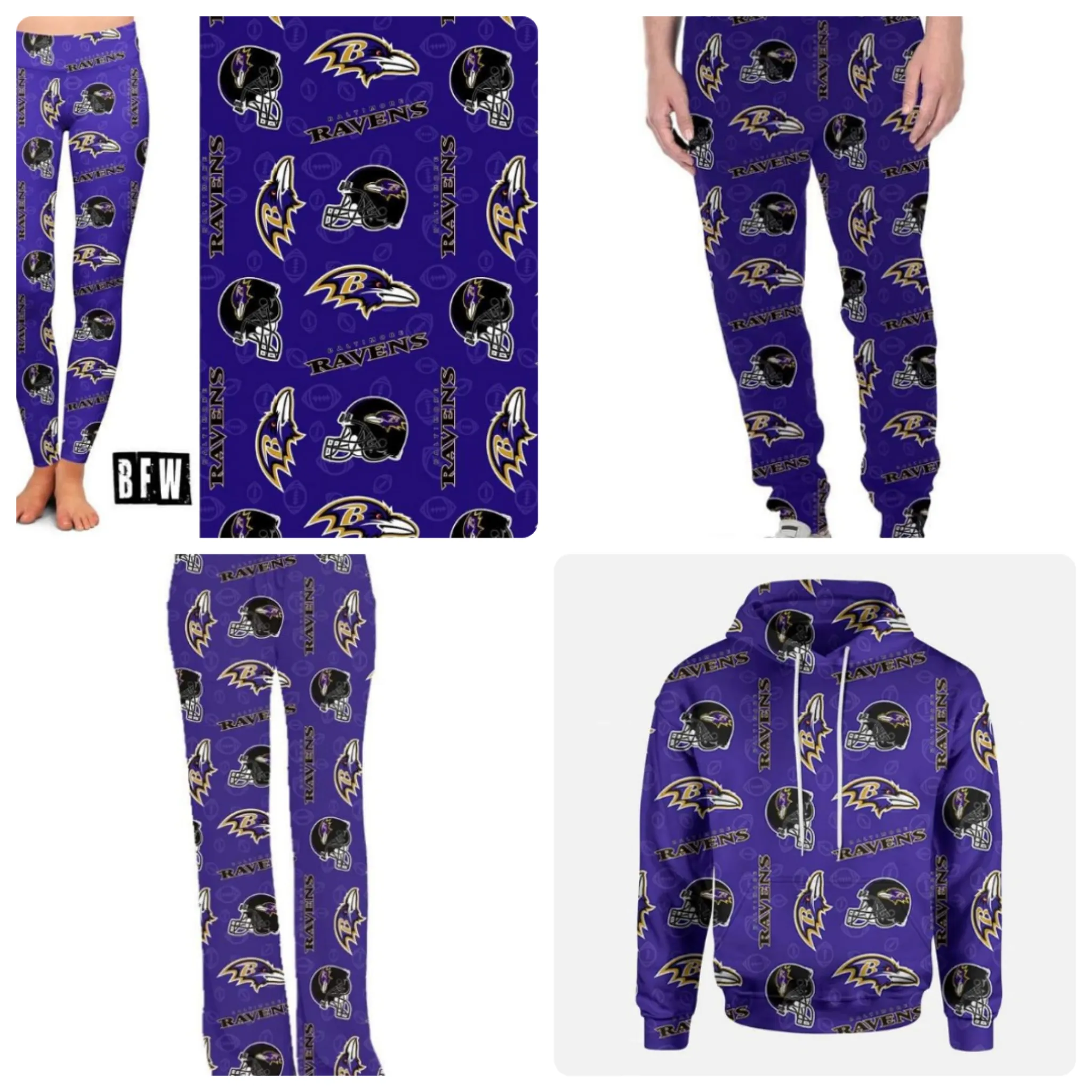 Baltimore legging, lounge pants, joggers and zip up hoodies