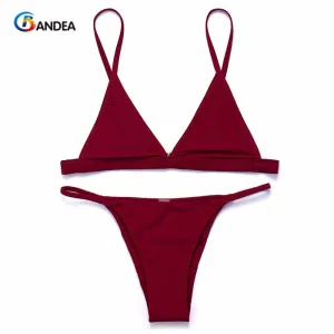 BANDEA women bikini set sexy brazilian bikini solid swimwear micro bikini low waist thong bikini bathing suit beach wear HA924