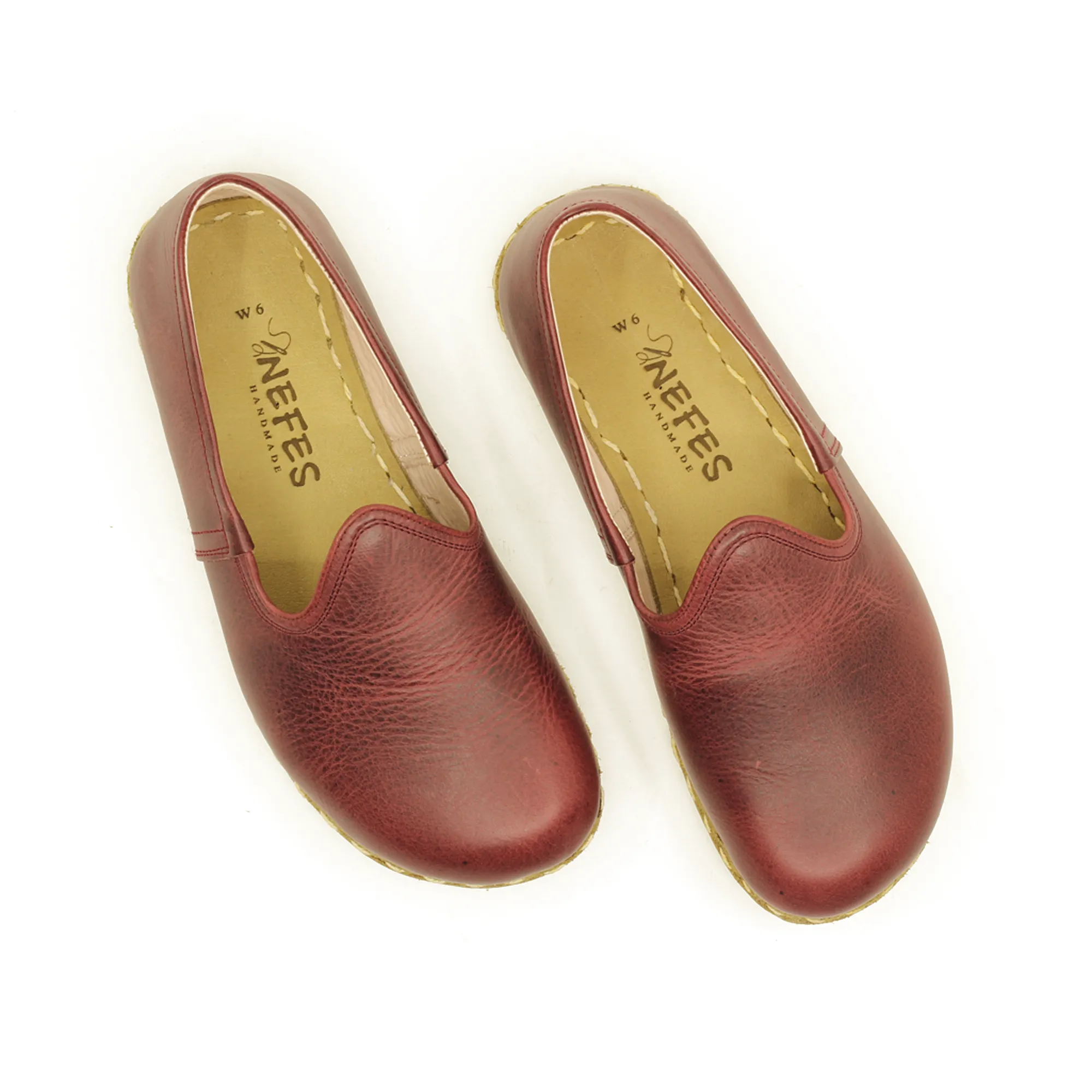 Barefoot Burgundy Leather Shoes: Handmade For Men's