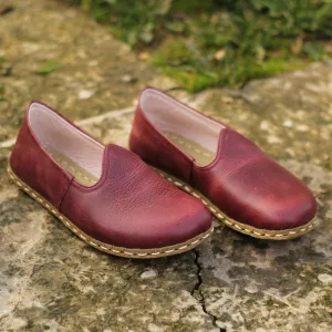 Barefoot Burgundy Leather Shoes: Handmade For Men's