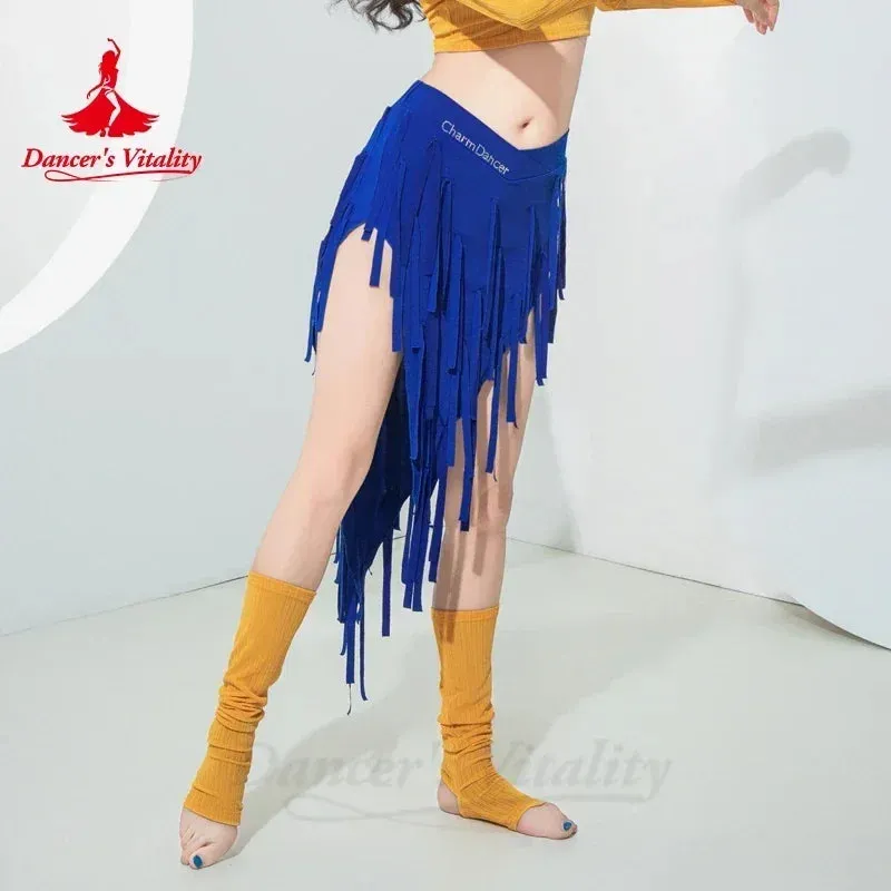 Belly Dance Costume for Women Winter Long Sleeves Top and Short Fringe Skirt Training Clothing Girl's Oriental Bellydance Wear