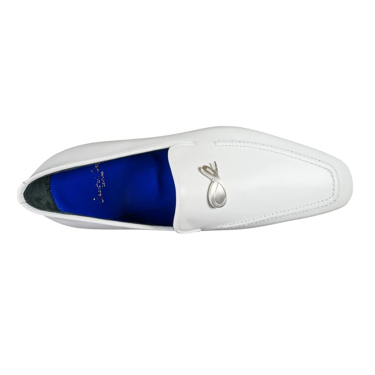 Bianco With Silver Hardware Leather Loafers