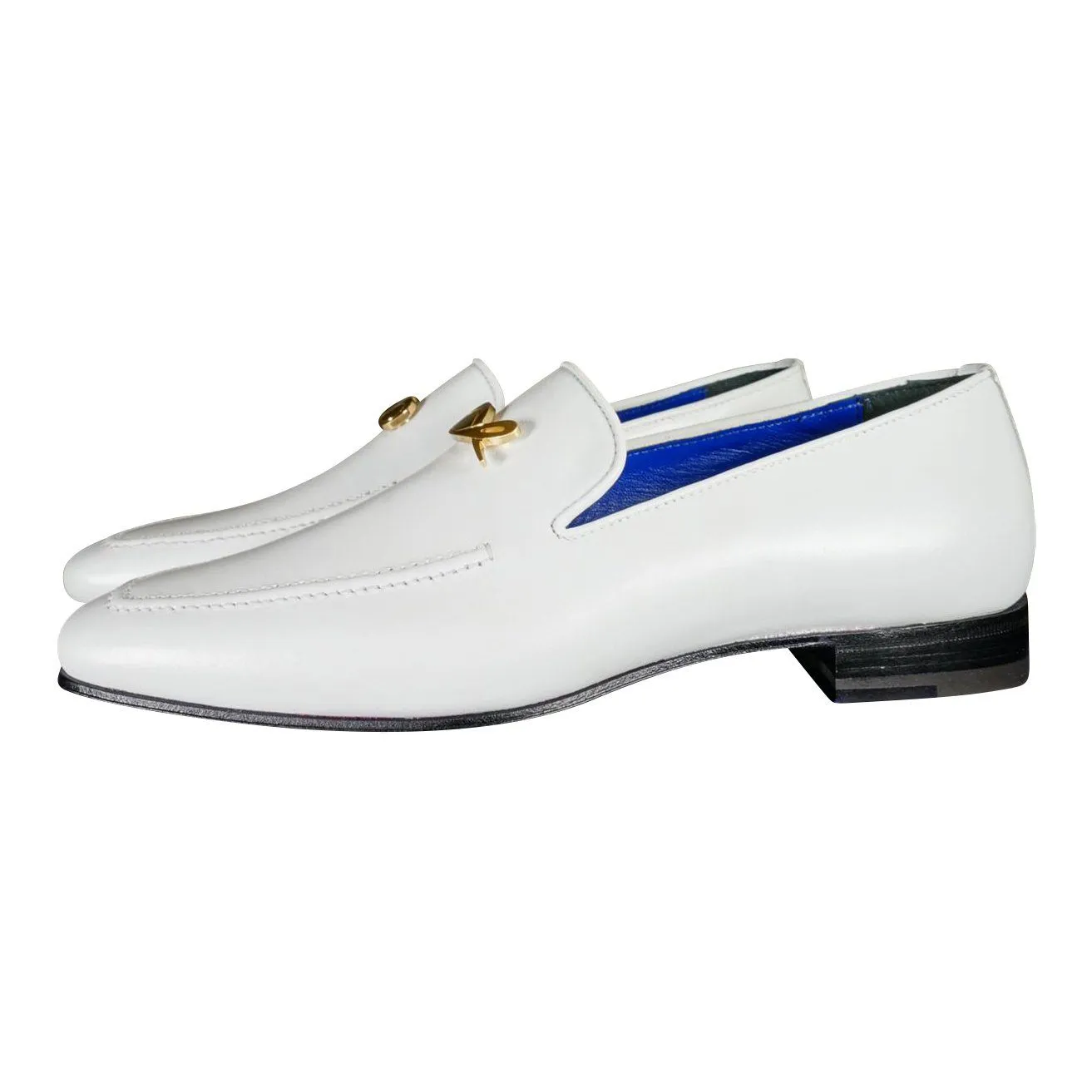 Bianco With Yellow Gold Hardware Leather Loafers