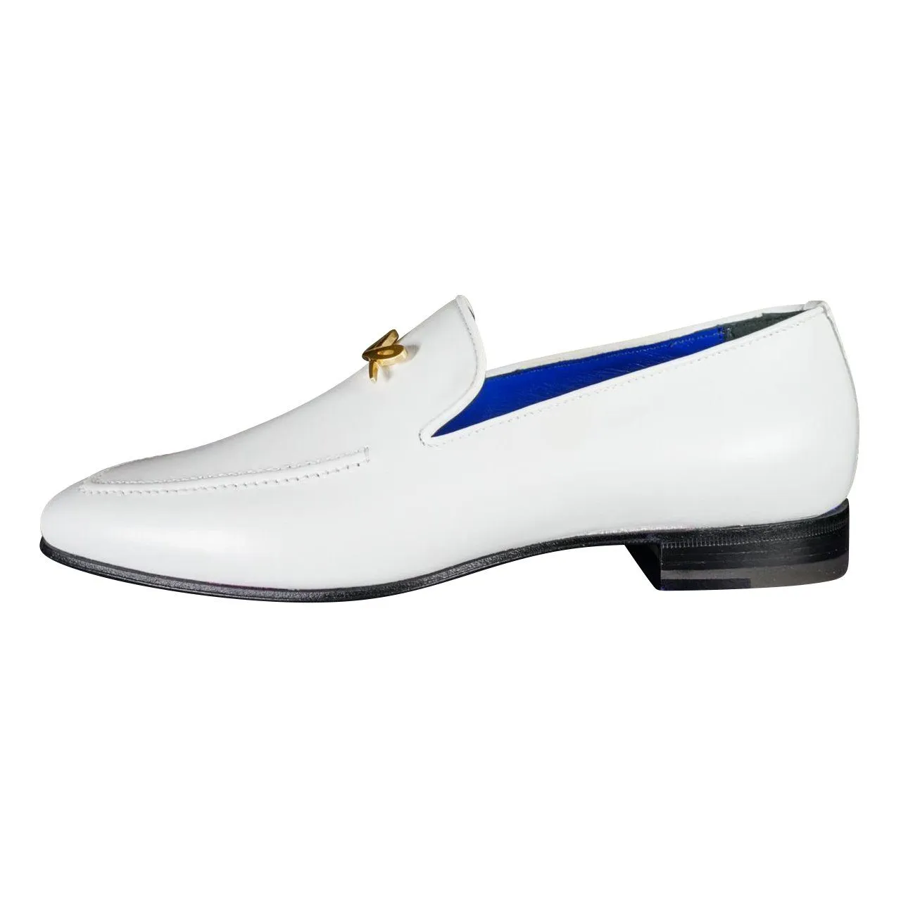 Bianco With Yellow Gold Hardware Leather Loafers