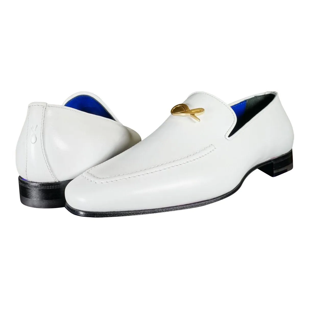 Bianco With Yellow Gold Hardware Leather Loafers