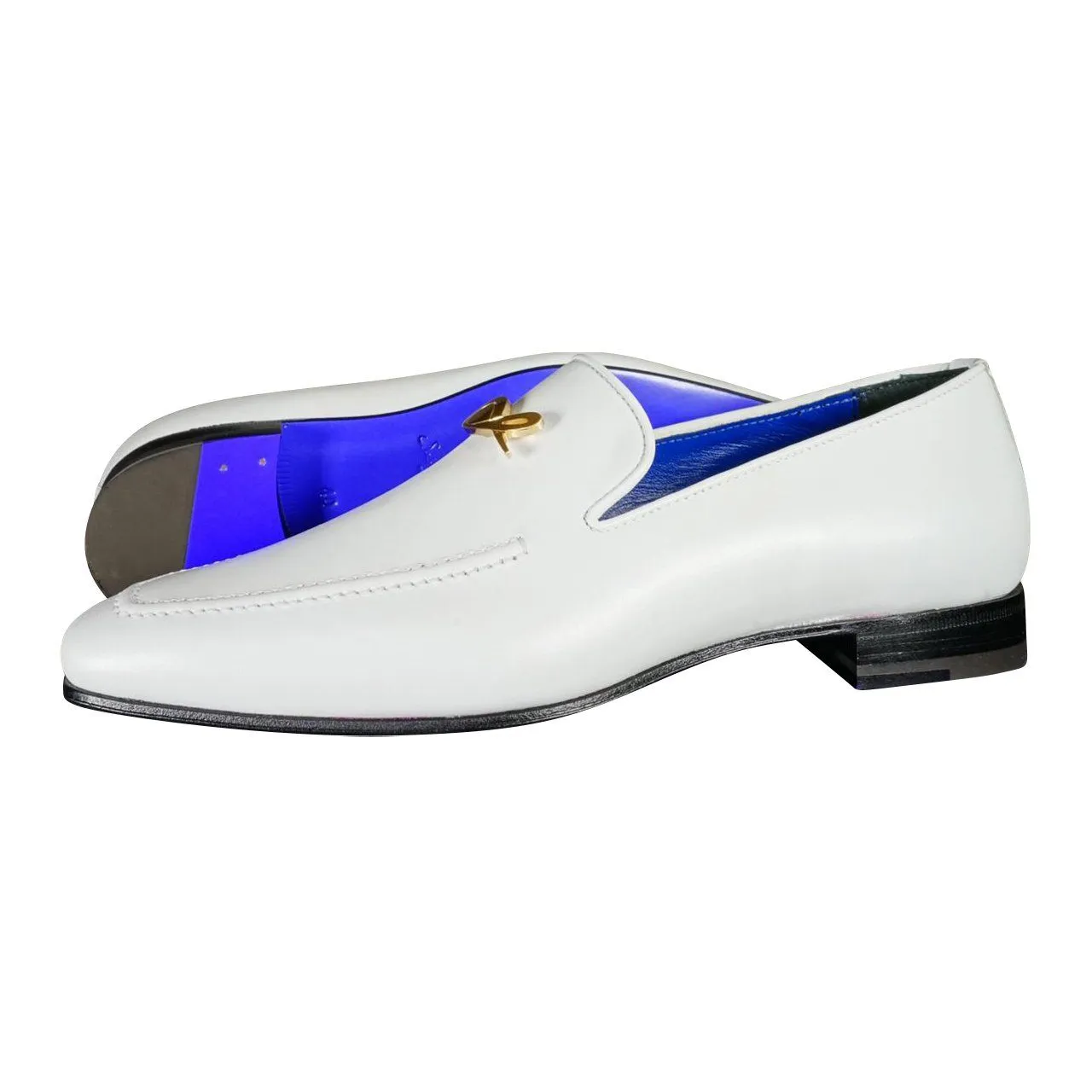 Bianco With Yellow Gold Hardware Leather Loafers