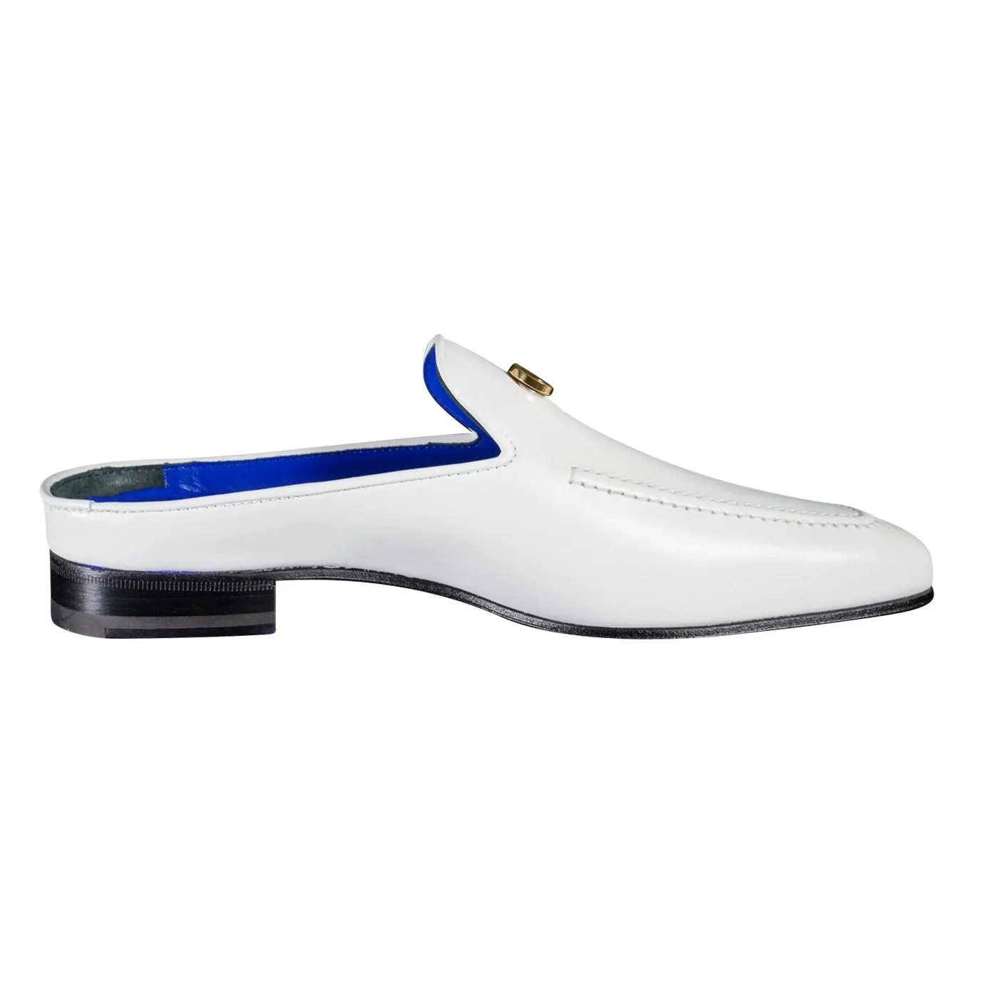 Bianco With Yellow Gold Hardware Leather Slippers