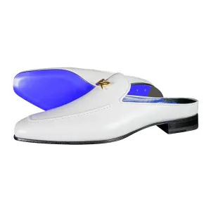 Bianco With Yellow Gold Hardware Leather Slippers