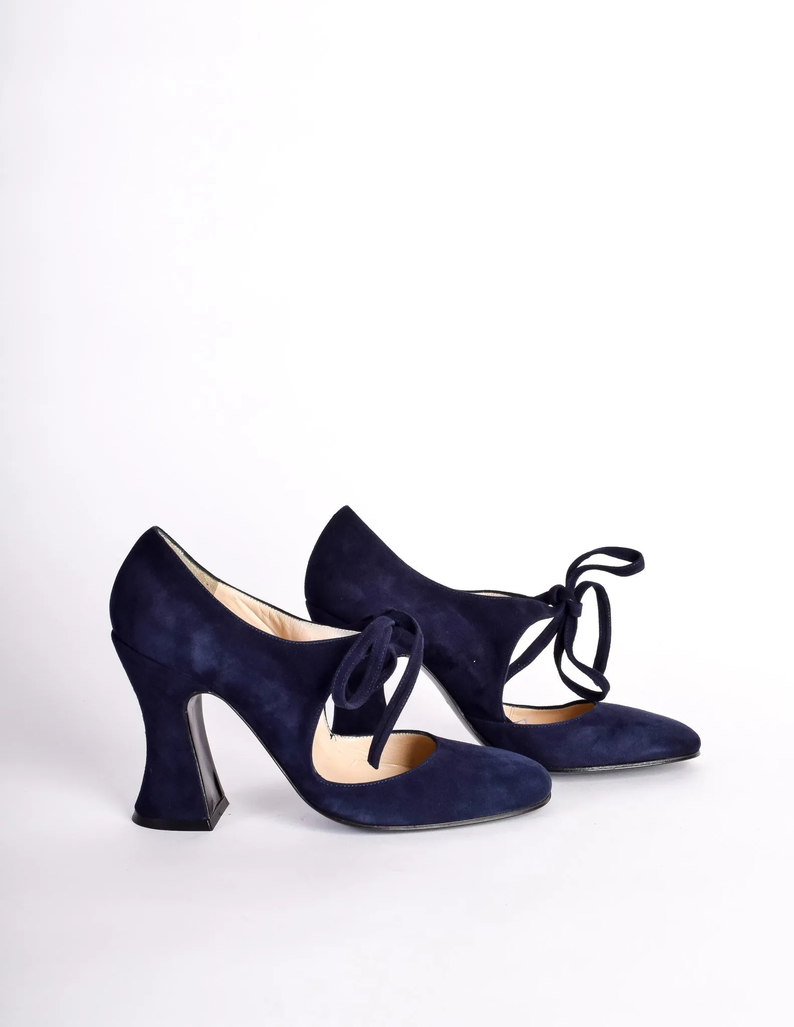 Biba Vintage Navy Blue Suede Mary Jane Heels