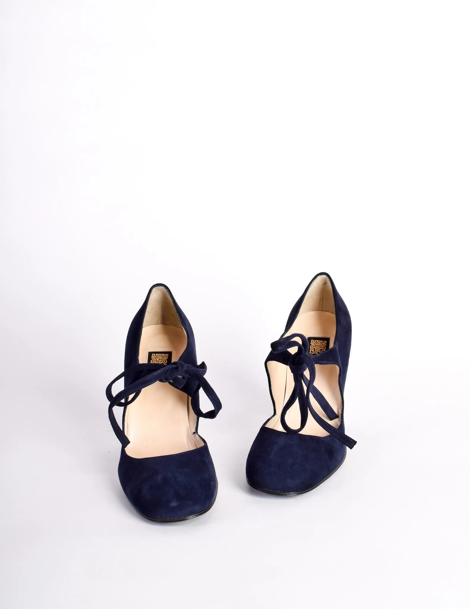 Biba Vintage Navy Blue Suede Mary Jane Heels