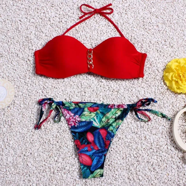 Bikinis Women Swimsuit Push Up Swimwear Female 2017 Sexy Brazilian Bikini Set Halter Beach Bathing Suit Maillot De Bain Femme