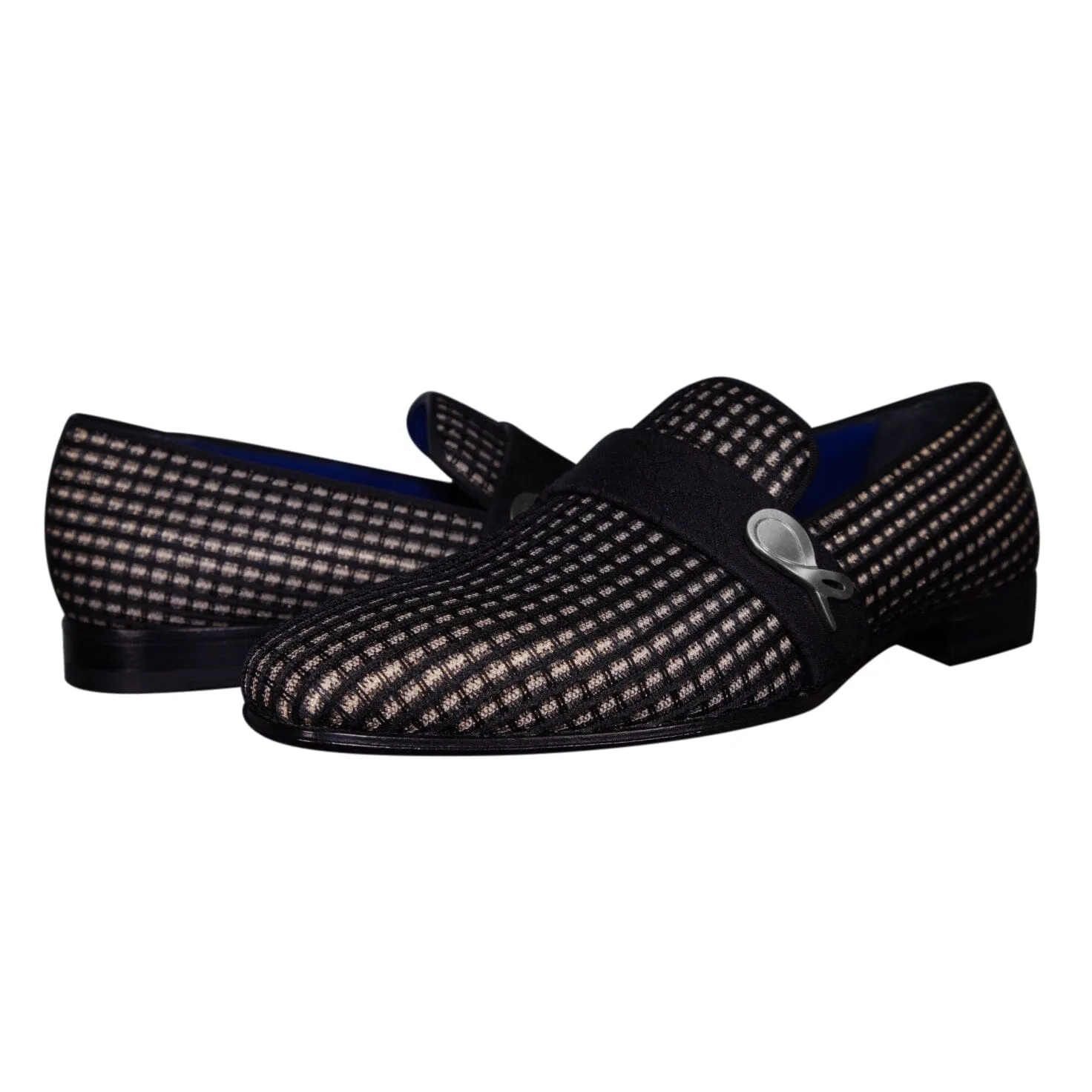 Black Oro Waffle Silver Loafer