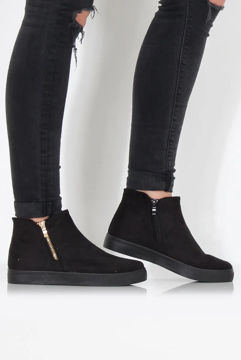 Black Suede High Top Trainers - Nya