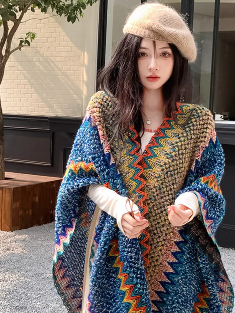 Bohemian Style Women's Knit Cardigan - Autumn Fashion, Oversized Sweater, Travel and Layering Gift for Her Christmas Gift