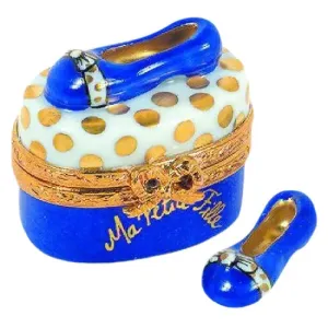 Bow Shoes: Blue w Gold Dots