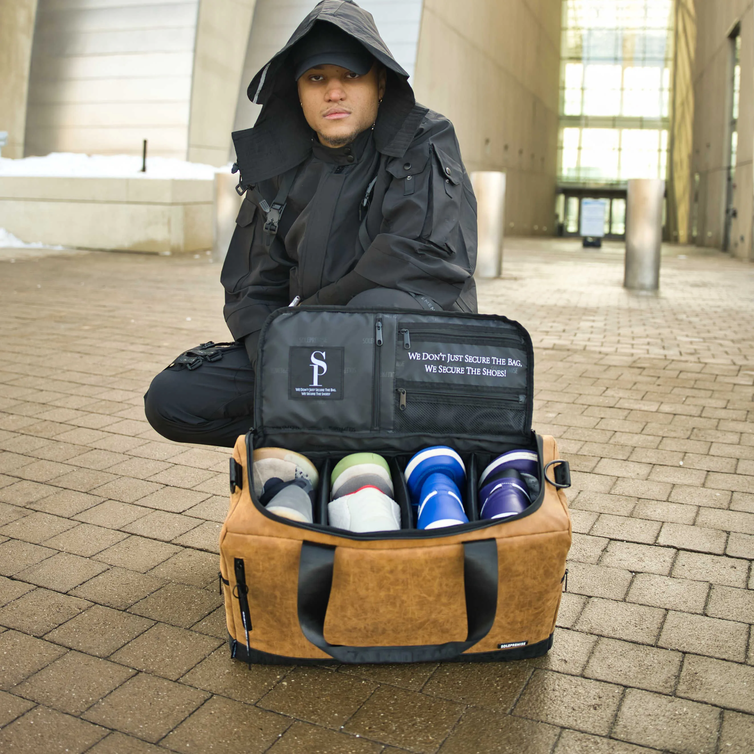 Brown Luxury Leather Sneaker Duffle Bag