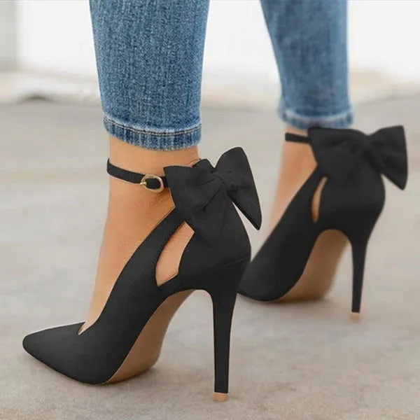 Butterfly Buckle Pointed Toe High Heels Shoes