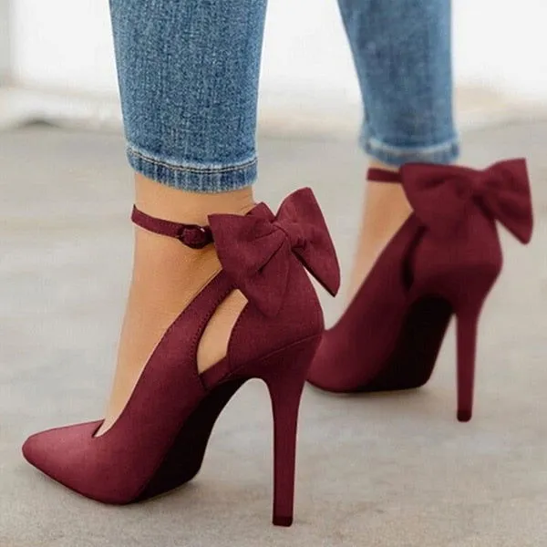 Butterfly Buckle Pointed Toe High Heels Shoes