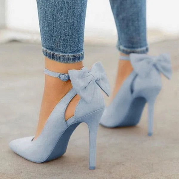 Butterfly Buckle Pointed Toe High Heels Shoes