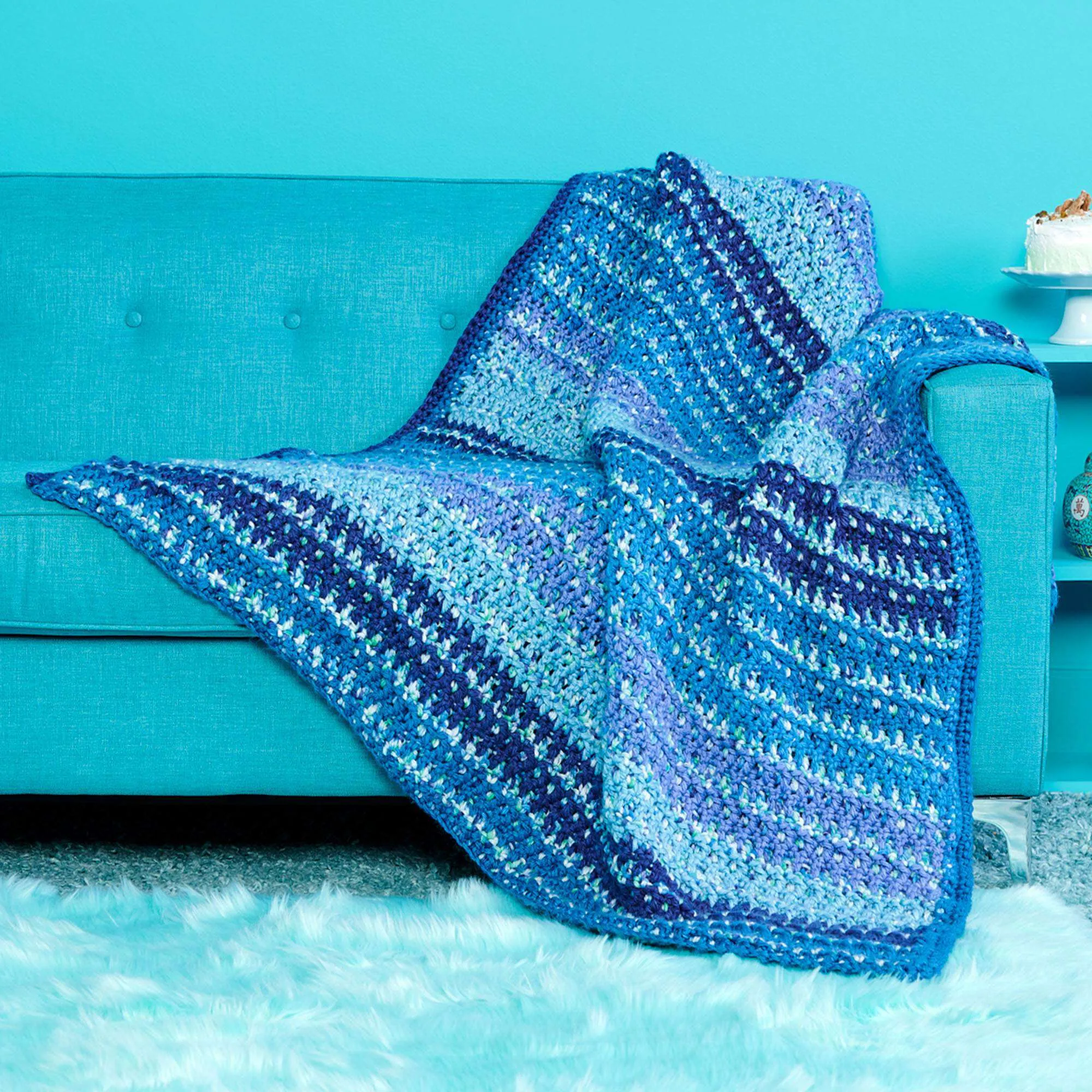 Caron Woven Look Crochet Blanket