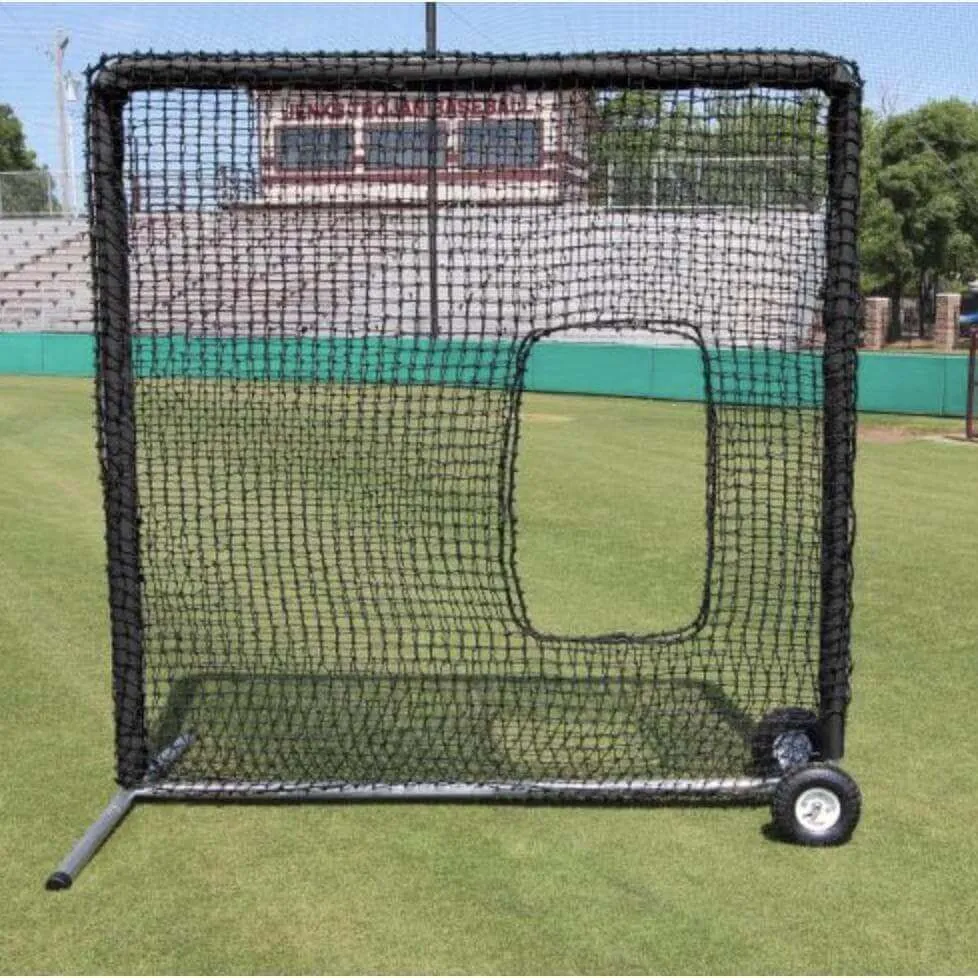 Cimarron Sports Premier 7'x7' Softball Net With #84 Netting And Wheel Kit - CMH-7x784PSBNFW