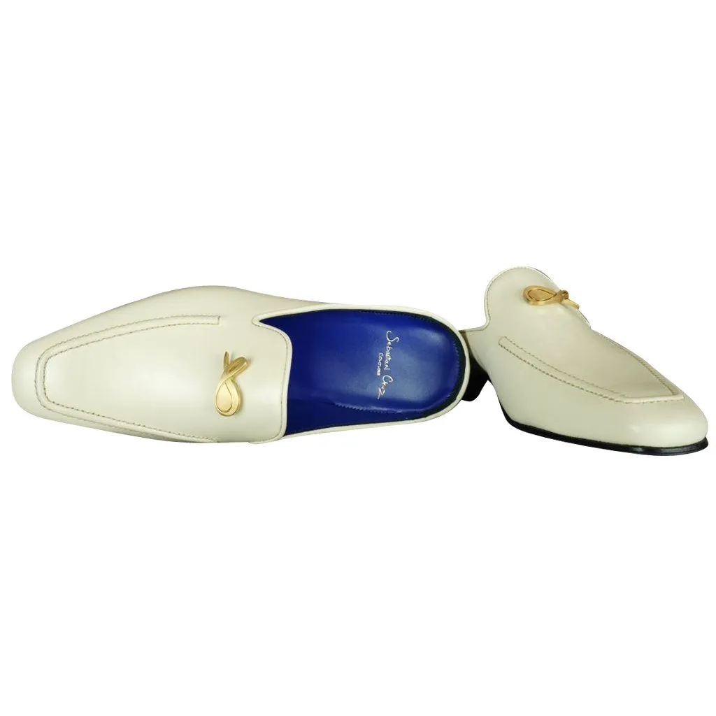 Classica Mascarpone With Yellow Gold Hardware Leather Slippers