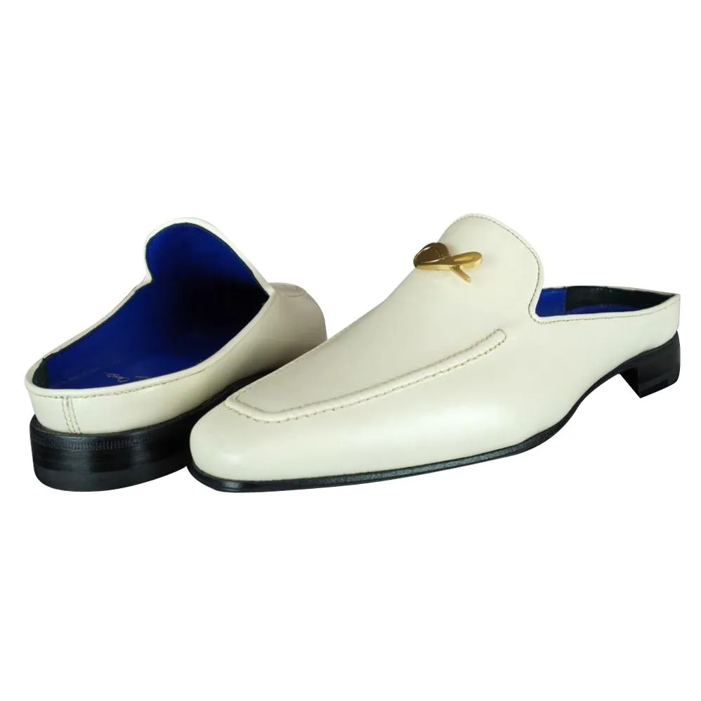 Classica Mascarpone With Yellow Gold Hardware Leather Slippers