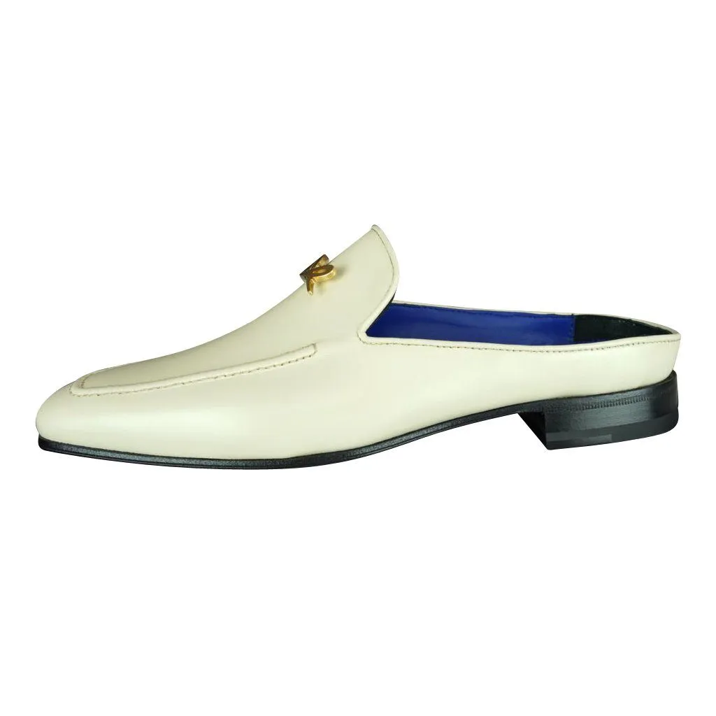 Classica Mascarpone With Yellow Gold Hardware Leather Slippers