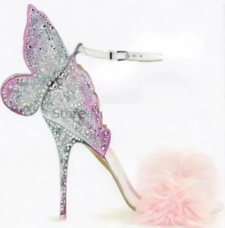 Colorful Butterfly Wing High Heel Stiletto Jewelled Party Dress Sandals