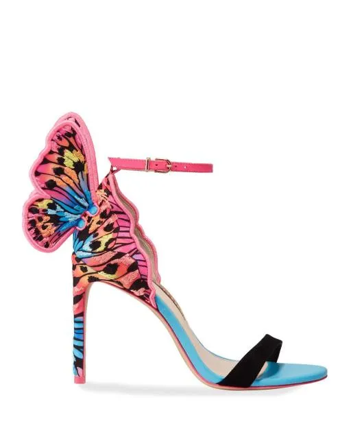 Colorful Butterfly Wing High Heel Stiletto Jewelled Party Dress Sandals