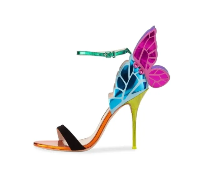 Colorful Butterfly Wing High Heel Stiletto Jewelled Party Dress Sandals