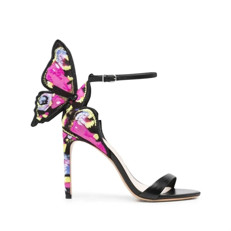 Colorful Butterfly Wing High Heel Stiletto Jewelled Party Dress Sandals