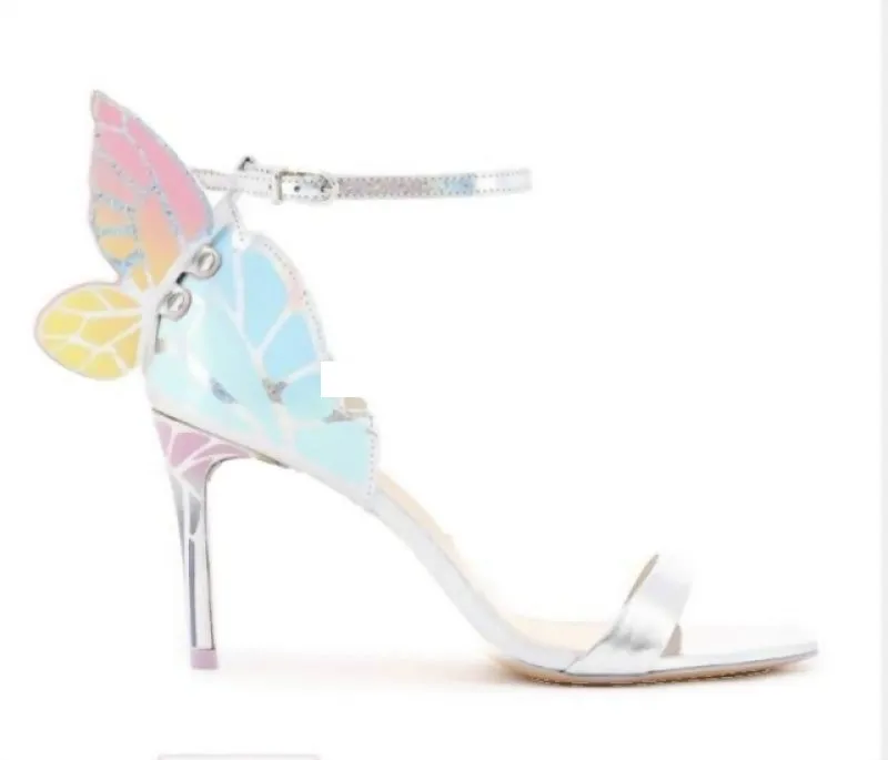 Colorful Butterfly Wing High Heel Stiletto Jewelled Party Dress Sandals