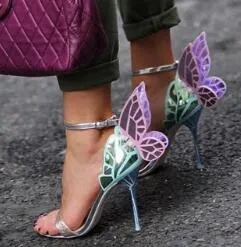 Colorful Butterfly Wing High Heel Stiletto Jewelled Party Dress Sandals