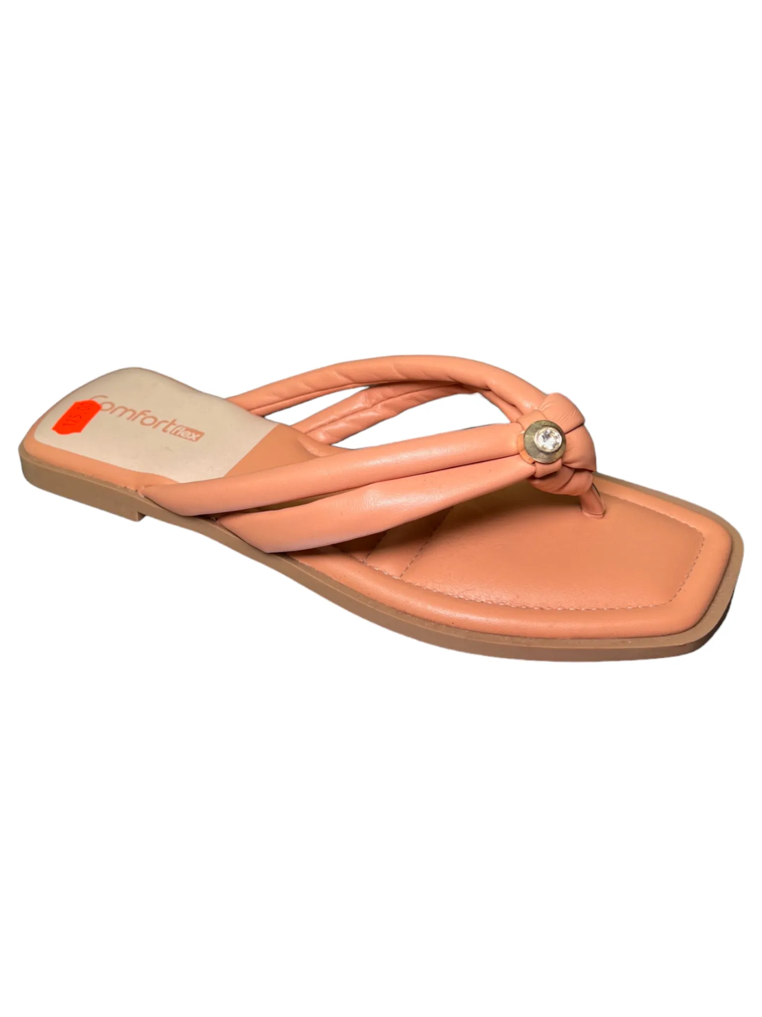 Comfort Flex Ladies Comfort Bead-Decor Multi-Strap Knotted-Joint Mini-Heel Slippers (Only Size 39/8)