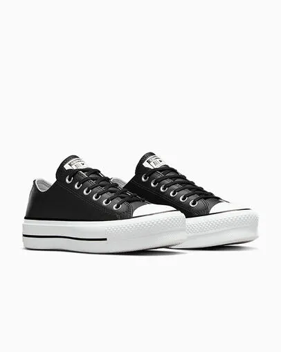 Converse scarpa sneakers da donna con zeppa in pelle Chuck Taylor All Star 561681C nero