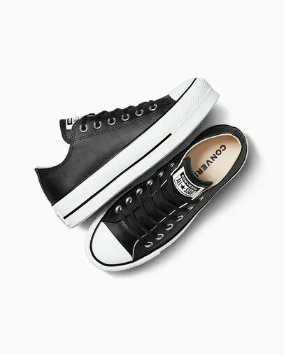 Converse scarpa sneakers da donna con zeppa in pelle Chuck Taylor All Star 561681C nero