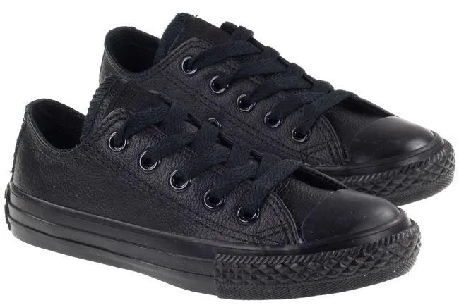 Converse Shoes Kids All Star Ox Low Black Leather