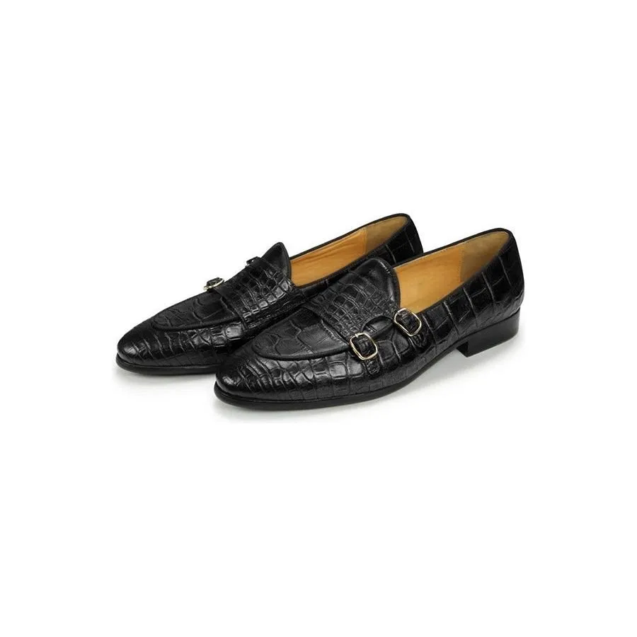 CrocoChic Genuine Leather Crocodile Slip-on Dress Shoes